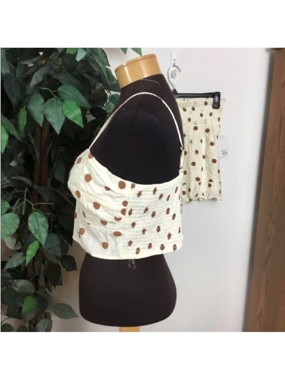 SO twist front crop top & short set Woman’s Juniors XL ginger dots - Picture 7 of 13